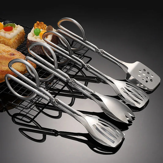 Stainless Steel BBQ Tongs Grill Meat Clamp Kitchen Accessories