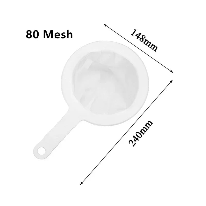 Fine Mesh Strainer Spoon for Coffee, Milk, Soy, Yogurt - 100/200/300/400 Mesh Nylon Filter