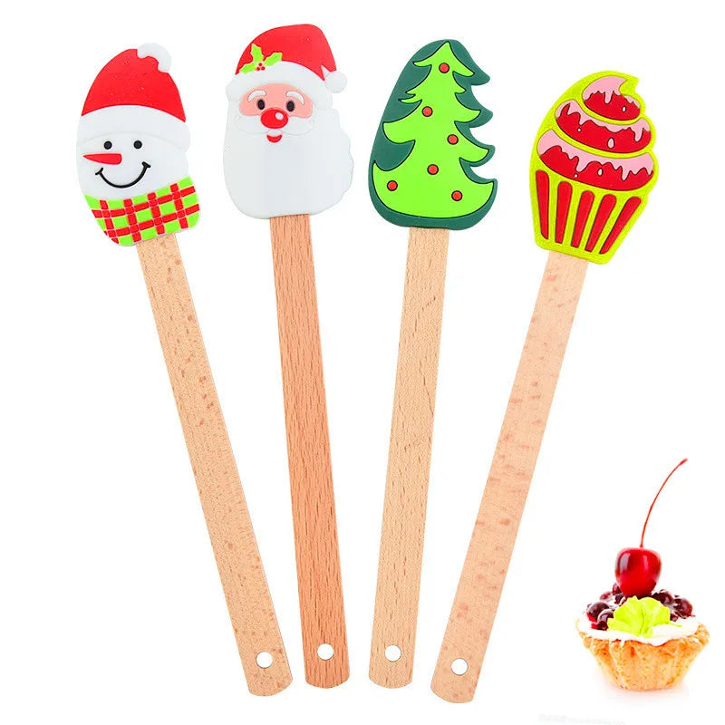 Christmas Tree Silicone Spatula Santa Snowman Butter Scraper Kitchen Gadget