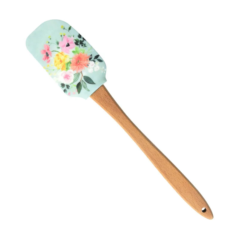 Silicone Pastry Spatula with Wooden Handle for Baking and Mixing