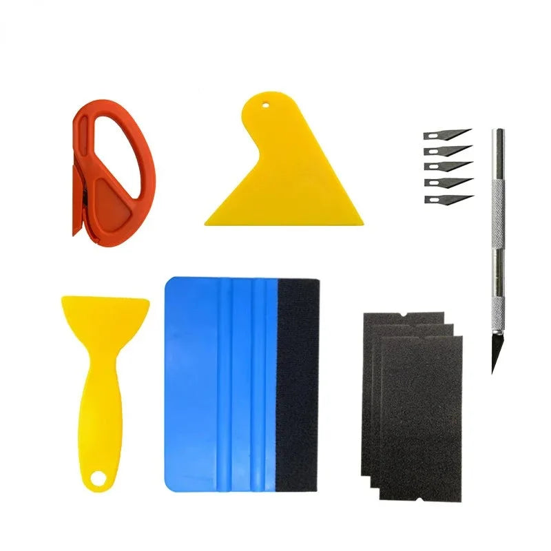 Car Wrap Tool Kit Vinyl Spatula Scraper Cutter Window Tint Squeegee Set