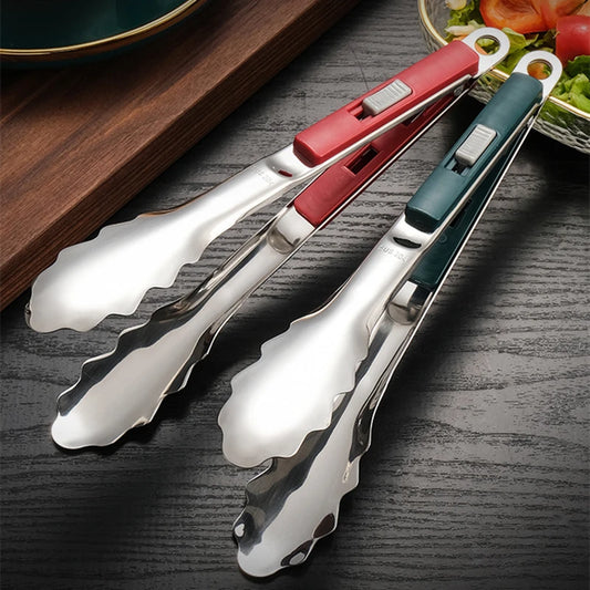 Stainless Steel BBQ Grill Tongs Non-Stick Kitchen Clamp