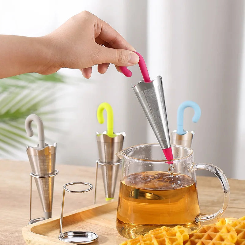 304 Stainless Steel Tea Infuser Silicone Strainer Spice Diffuser Holder