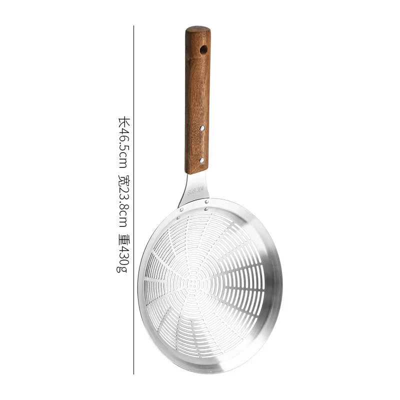 304 Stainless Steel Colander Strainer with Wooden Handle