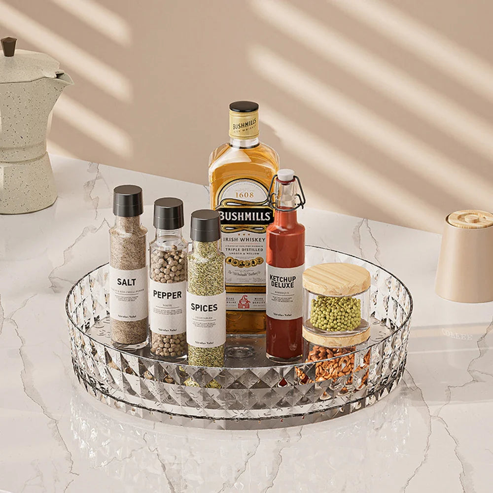 Rotating Kitchen Spice Rack Storage Tray